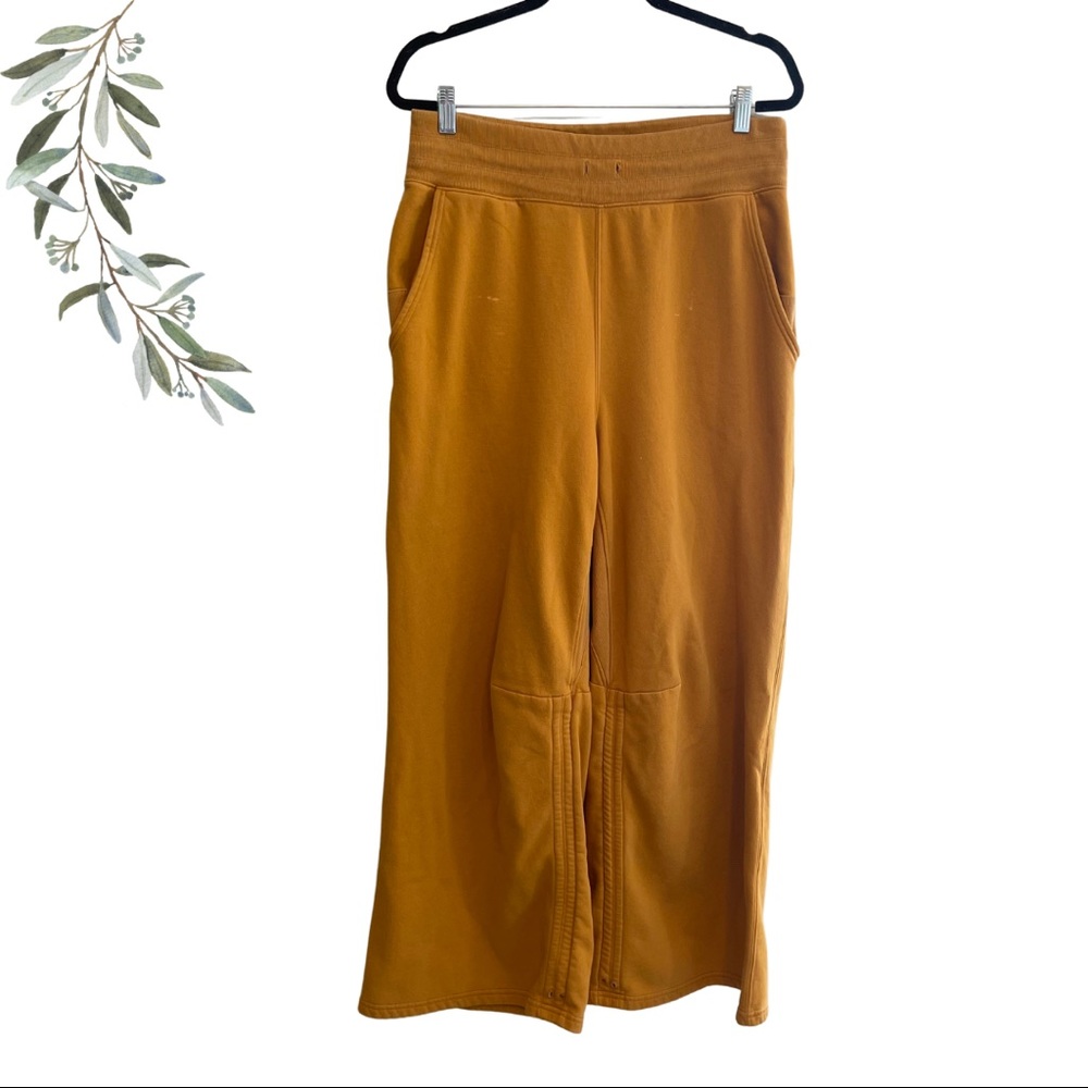 Free People Movement Mustard Colored Wide Leg Sweatpants Size Large